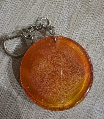 Amber Orange Large Round Resin Keychain