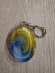 Blue Yellow Galaxy Round Resin Keychain