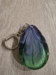 Green Purple Galaxy Teardrop Resin Keychain