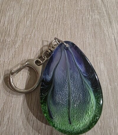 Green Purple Galaxy Teardrop Resin Keychain