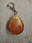 Amber Gold Swirl Round Resin Keychain
