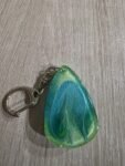Emerald Aqua Teardrop Resin Keychain