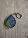 Blue Green Mini Round Resin Keychain