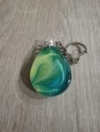 Aqua Lime Swirl Round Resin Keychain