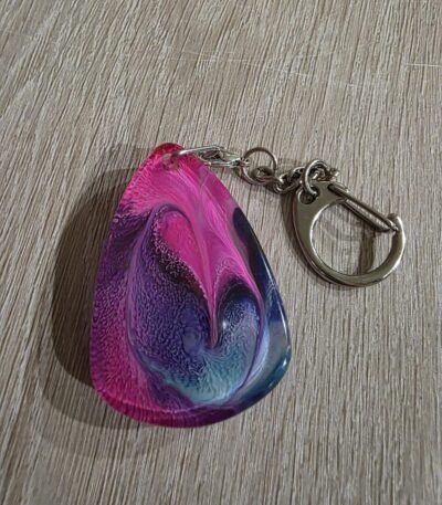 Pink Blue Swirl Teardrop Resin Keychain