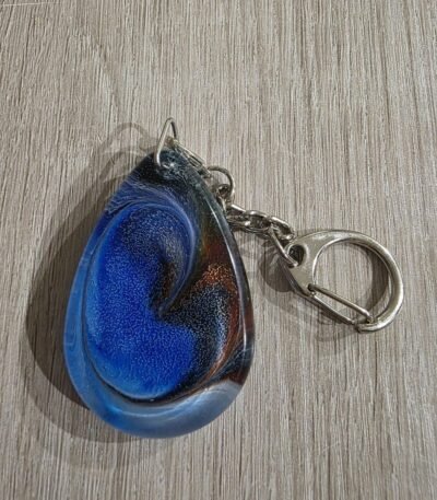 Blue Bronze Galaxy Teardrop Resin Keychain