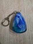 Blue White Swirl Teardrop Resin Keychain