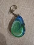 Blue Green Galaxy Teardrop Resin Keychain