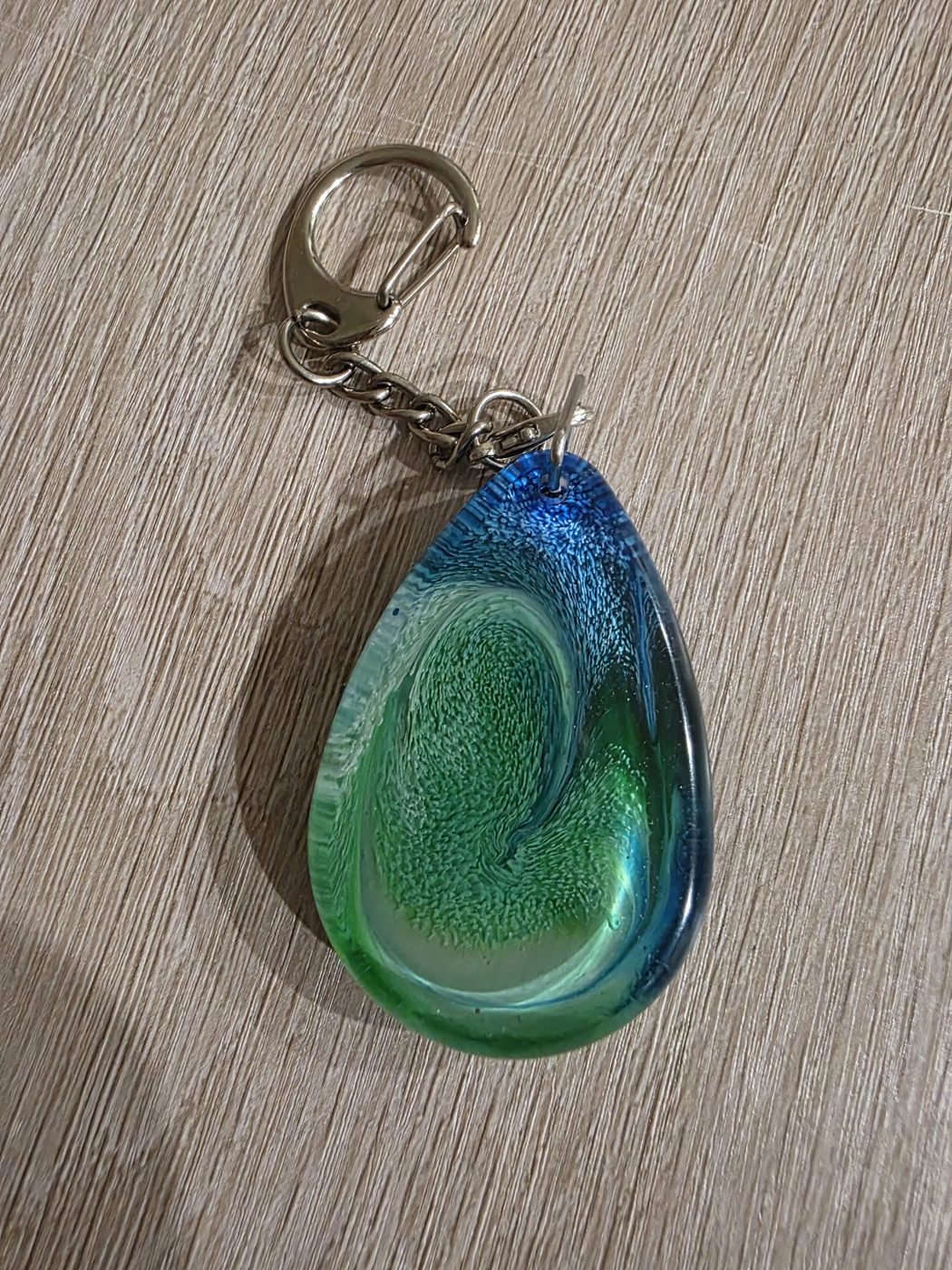 Blue Green Galaxy Teardrop Resin Keychain Blue Green Galaxy Teardrop Resin Keychain
