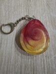 Red Gold Swirl Round Resin Keychain