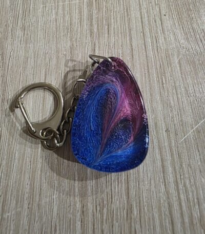 Blue Magenta Galaxy Teardrop Resin Keychain