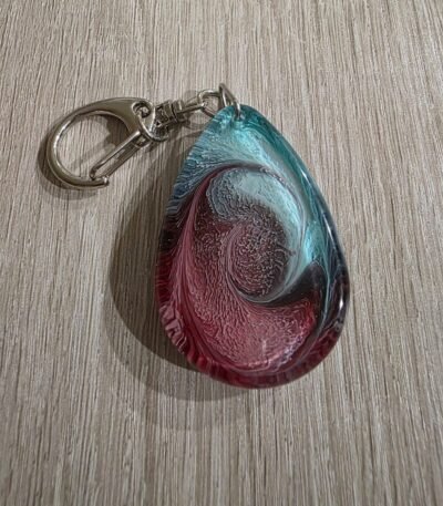 Aqua Rose Galaxy Teardrop Resin Keychain