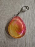 Orange Gold Swirl Round Resin Keychain
