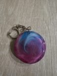 Purple Blue Swirl Round Resin Keychain