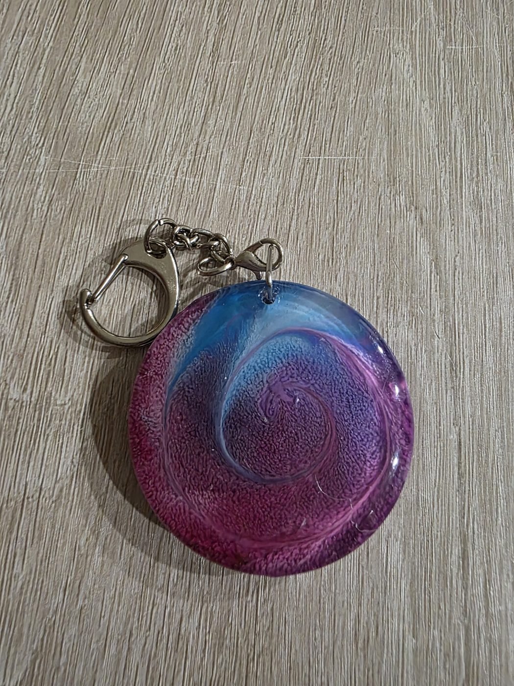 Purple Blue Swirl Round Resin Keychain Purple Blue Swirl Round Resin Keychain