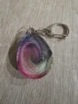 Silver Pink Green Galaxy Round Resin Keychain