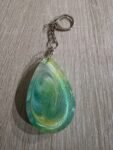 Mint Aqua Swirl Teardrop Resin Keychain