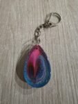 Blue Pink Flame Teardrop Resin Keychain