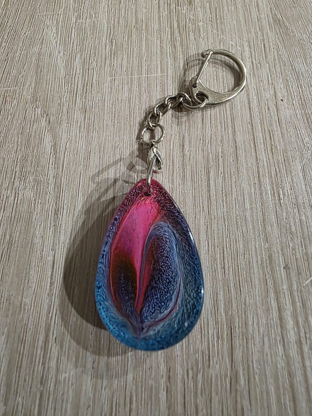 Blue Pink Flame Teardrop Resin Keychain Blue Pink Flame Teardrop Resin Keychain