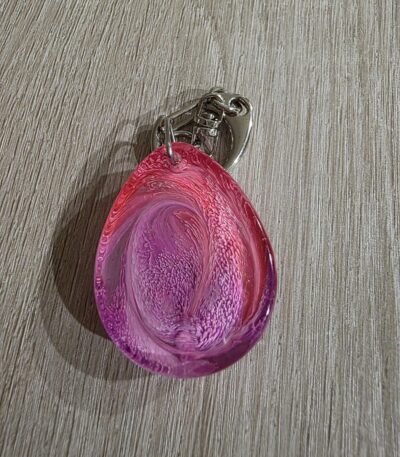 Pink Pearl Round Resin Keychain
