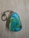 Turquoise Green Swirl Teardrop Resin Keychain