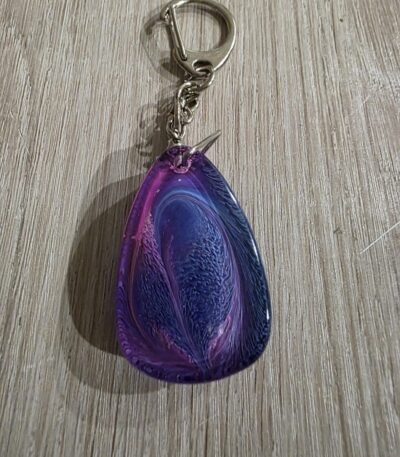 Purple Blue Galaxy Teardrop Resin Keychain