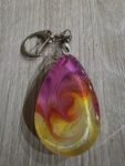 Pink Gold Sunset Teardrop Resin Keychain