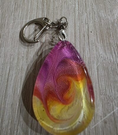 Pink Gold Sunset Teardrop Resin Keychain