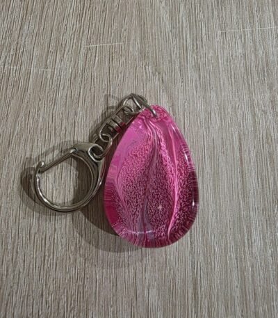 Pink Mini Teardrop Resin Keychain