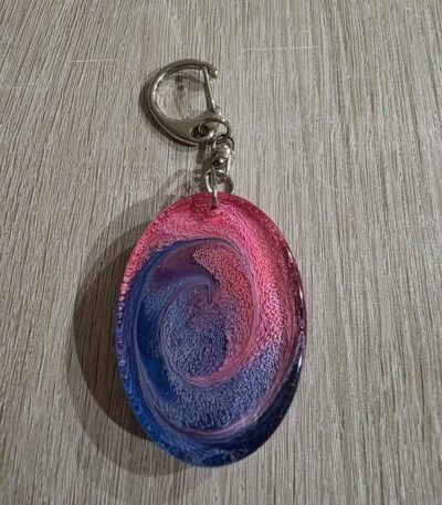 Pink Blue Galaxy Teardrop Resin Keychain