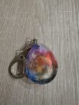 Rainbow Cosmic Mini Round Resin Keychain