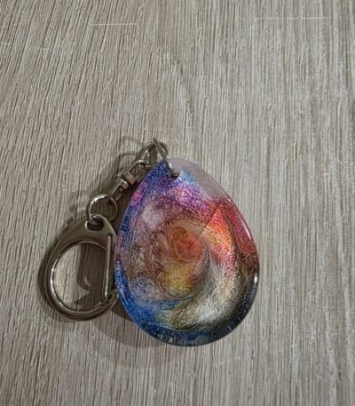 Rainbow Cosmic Mini Round Resin Keychain