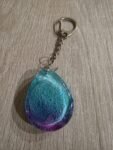 Turquoise Purple Galaxy Teardrop Resin Keychain