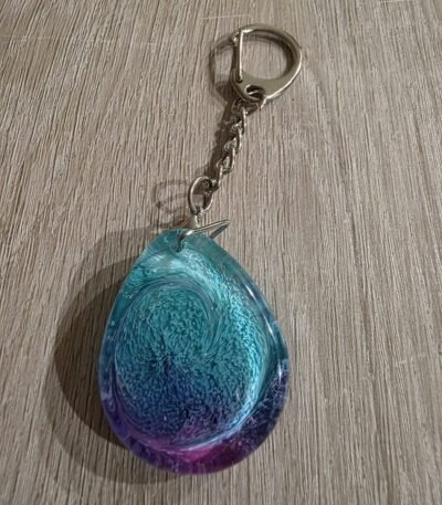 Turquoise Purple Galaxy Teardrop Resin Keychain