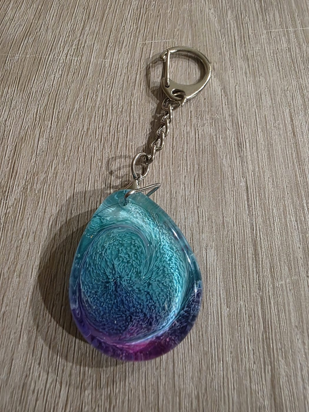 Turquoise Purple Galaxy Teardrop Resin Keychain Turquoise Purple Galaxy Teardrop Resin Keychain