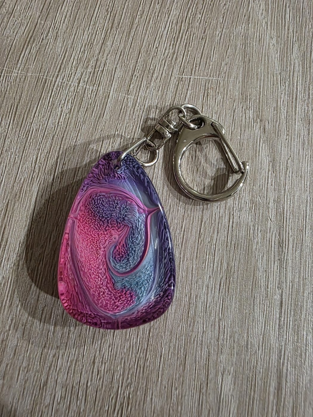 Pink Blue Swirl Teardrop Resin Keychain Pink Blue Swirl Teardrop Resin Keychain